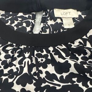 LOFT Black and White Floral Sleeveless Blouse